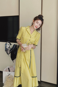 现货，数据港风黄色中长款连衣裙女ZB100-3175-p115-p168图片
