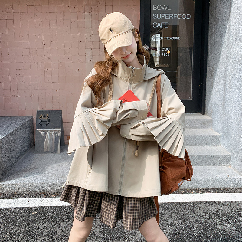 复古小众立领气质斗篷风衣外套女2025新款设计感法式宽松休闲上衣,女装风衣,浙宝100