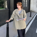 春季秋季女休闲风卡其棉翻领风衣英伦风气质时尚休闲，女装风衣，浙宝100