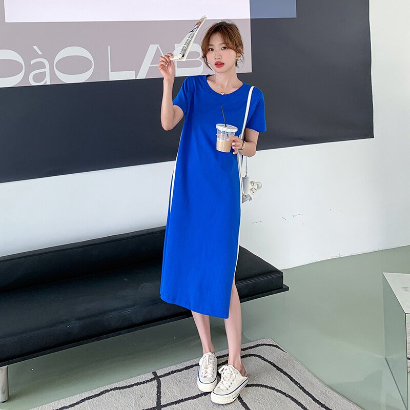 现货主推颜色克莱因蓝连衣裙，数据好077-2252-P90-K138,女装连衣裙,浙宝100