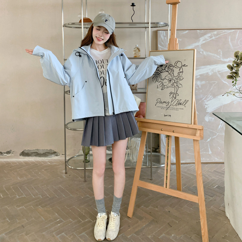 [新款】蓝色连帽减龄显瘦短款外套B100-8669p135-k188,女装套装/套裙,浙宝100