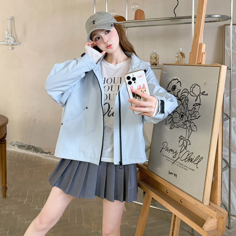 [新款】蓝色连帽减龄显瘦短款外套B100-8669p135-k188，女装套装/套裙，浙宝100