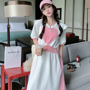 现货主推，数据长款针织拼接连衣裙女B100-3172-P115-k168图片