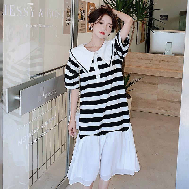 出货中，原创设计条纹撞色连衣裙女B100-3187-p115-k168,女装连衣裙,浙宝100