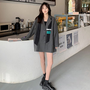 甜辣休闲宽松设计感小众西装外套女春秋高级感炸街韩系西服学院风图片