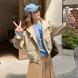【新款】卡其色可盐可甜显瘦短款外套B100-8667-p145-k198，女装风衣，浙宝100