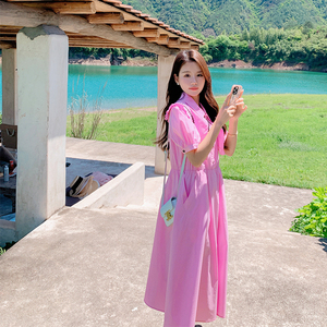 现货，韩版甜美气质仙美玫粉色连衣裙女3173-P115-K168图片