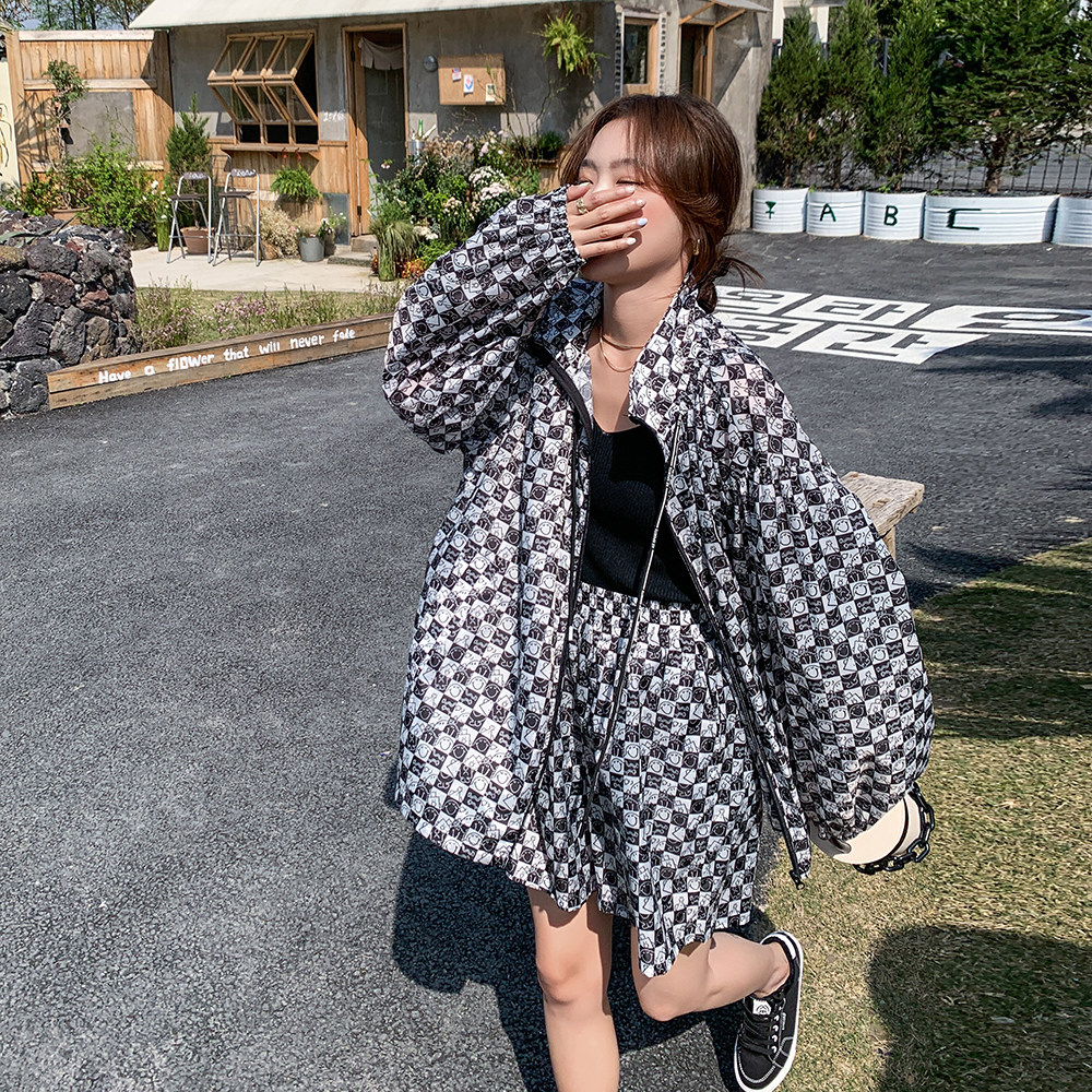 夏装搭配休闲运动防晒套装女夏2025年新款欧货显瘦减龄短裤两件套,女装套装/套裙,浙宝100