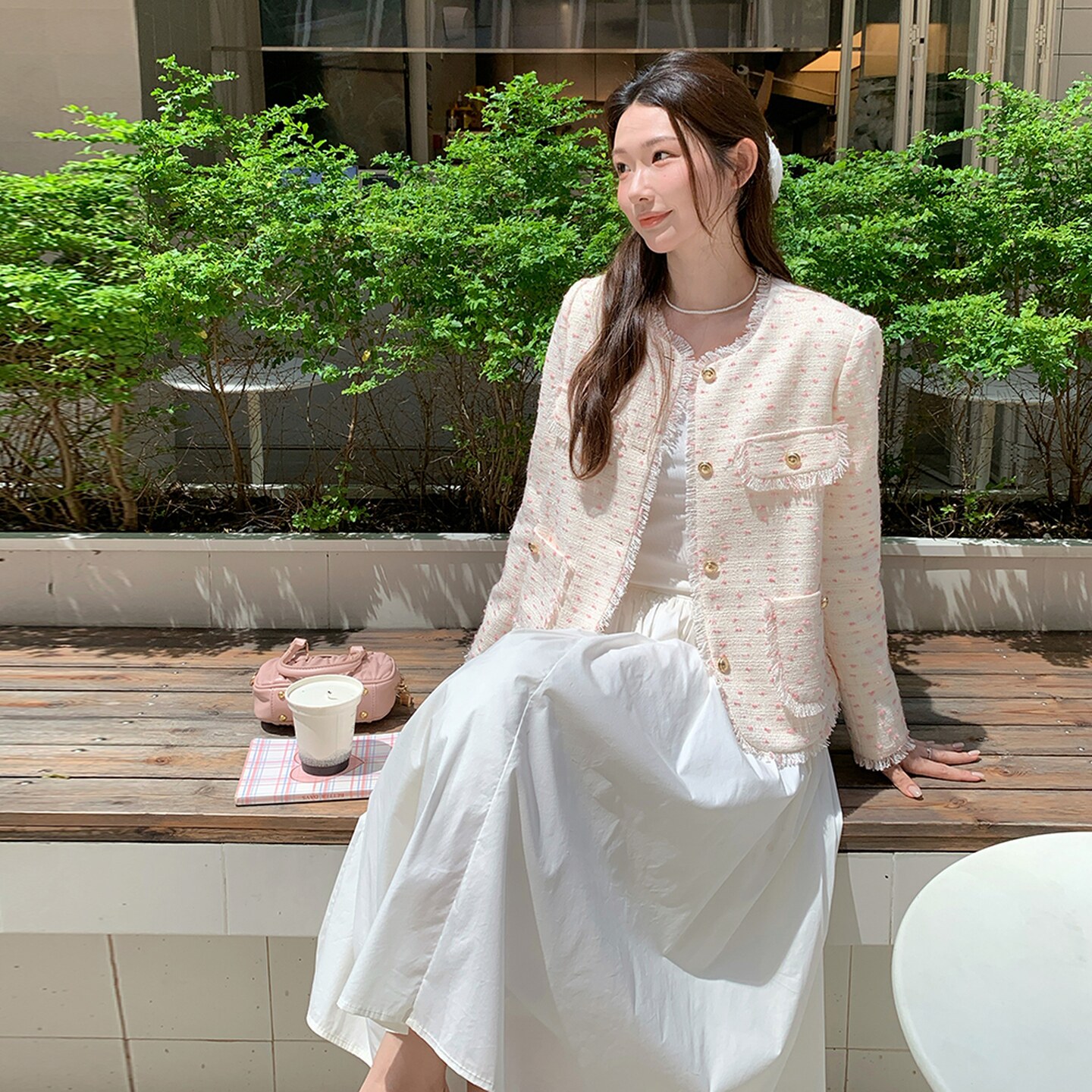 法式女纯色秋季亮片长袖短外套复古时尚短款显瘦开衫小香风碎花,女装套装/套裙,浙宝100