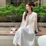 法式女纯色秋季亮片长袖短外套复古时尚短款显瘦开衫小香风碎花，女装套装/套裙，浙宝100