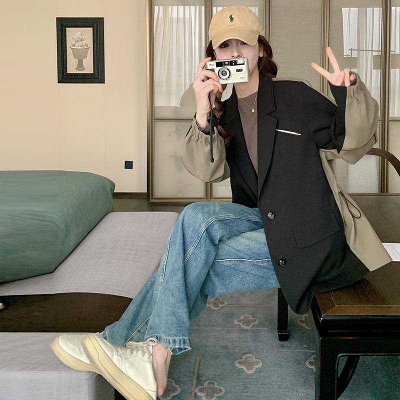 【现货】新款假两件黑色休闲西装上衣b100-7012-p135-k188,女装西装,浙宝100 【现货】新款假两件黑色休闲西装上衣b100-7012-p135-k188,女装西装,浙宝100