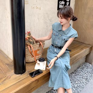 收腰显瘦气质极简风爆款 高级感牛仔连衣裙女夏2025新款 长裙流行