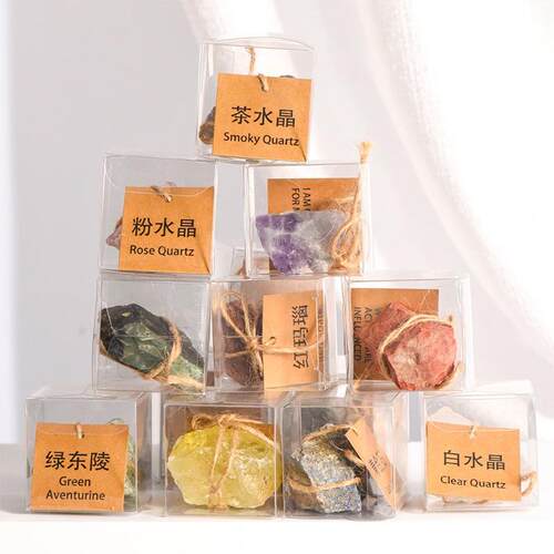 跨境热销天然水晶原石矿石标本儿童科普教学玛瑙晶石礼物家居摆件