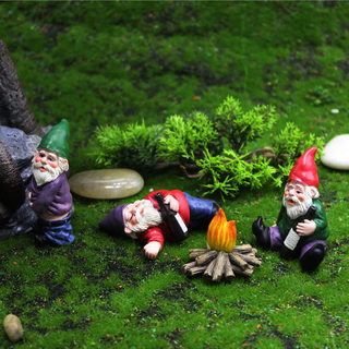 Mini Drunk Gnomes arf Fairy Garden Statue Miniatures Courtya