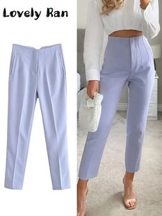 2024 Women Classic High Spring Basic Pencil Solid Pants