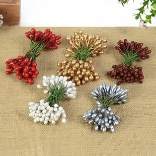 Cherry Fake Gold Silver Berries Stamen 50pcs Mini Artificial