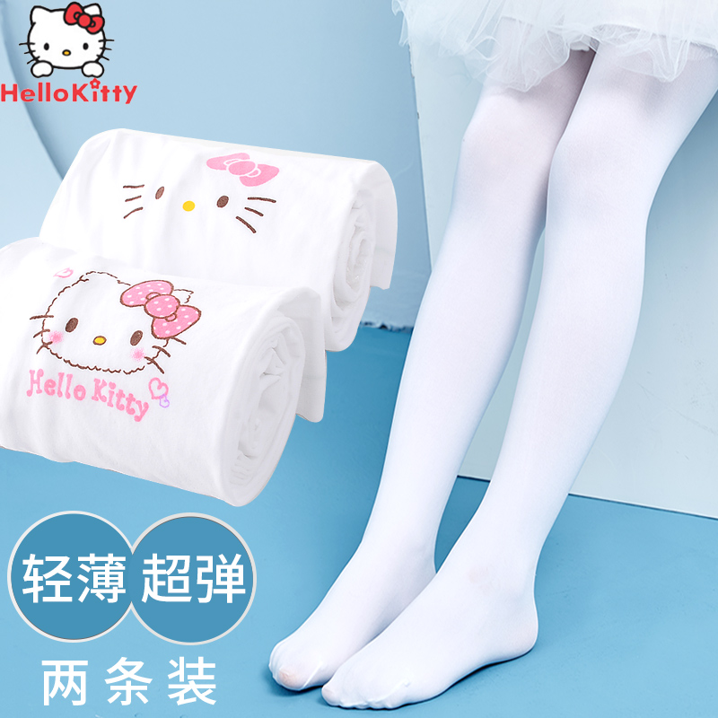 凯蒂猫儿童连裤袜薄款天鹅绒春夏薄款跳舞女童丝袜薄纱小女孩袜子