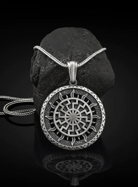 斯拉夫太阳神吊饰复古不锈钢项链男士嘻哈吊坠欧美朋克配饰批发