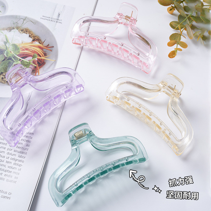 新款春季高级感简约鲨鱼夹ins时尚女士百搭果冻抓夹发夹头饰ins风