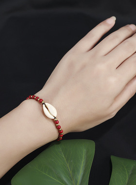 热销波西米亚民族风天然贝壳绿松石手串跨境复古简约时尚编织手链