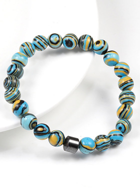 跨境亚马逊套装手链wish虎眼石火山石地图石男士手串黑胆石手绳子