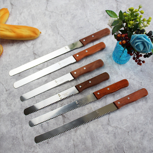 10/12寸不锈钢蛋糕刀平口/细齿粗齿刀蛋糕刀西点刀土司面包锯齿刀