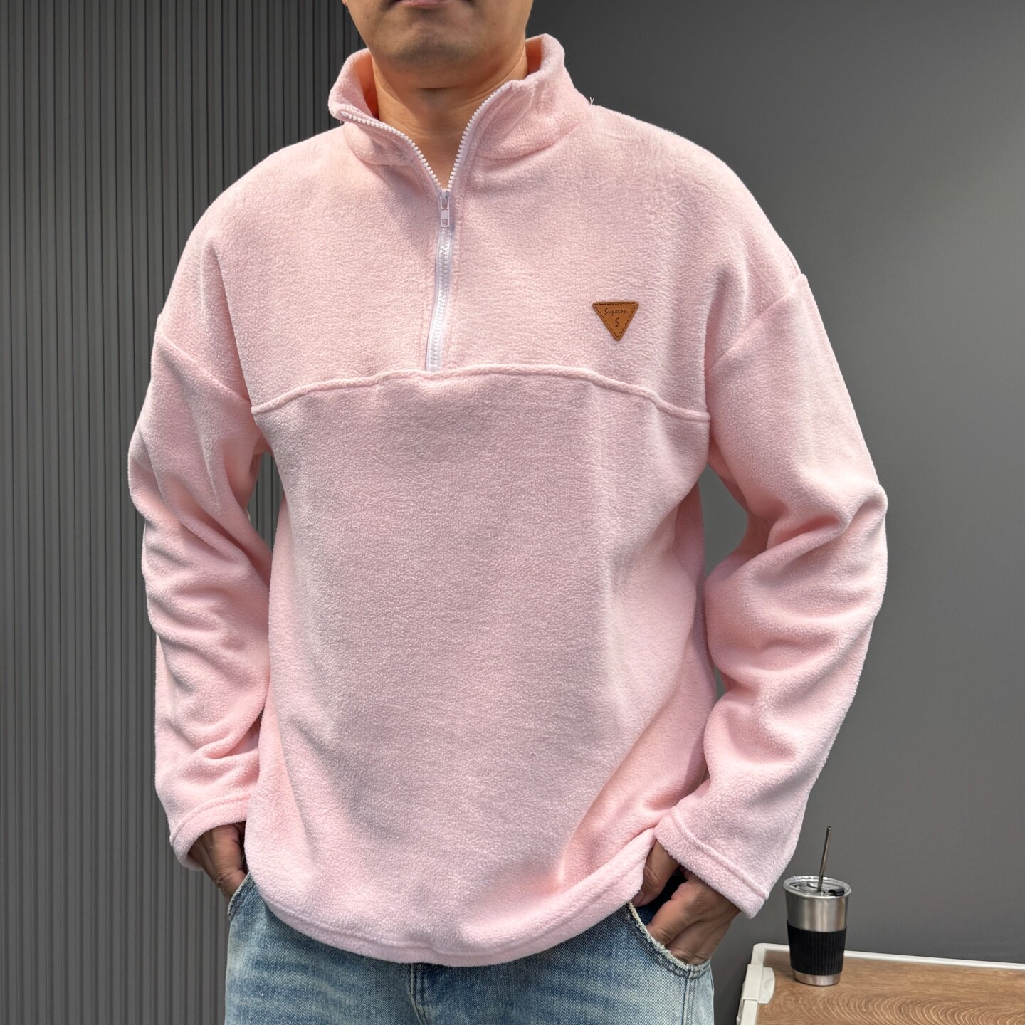 秋冬新款男装立领摇粒绒时尚亲肤保暖套头衫卫衣工装休闲上衣情侣