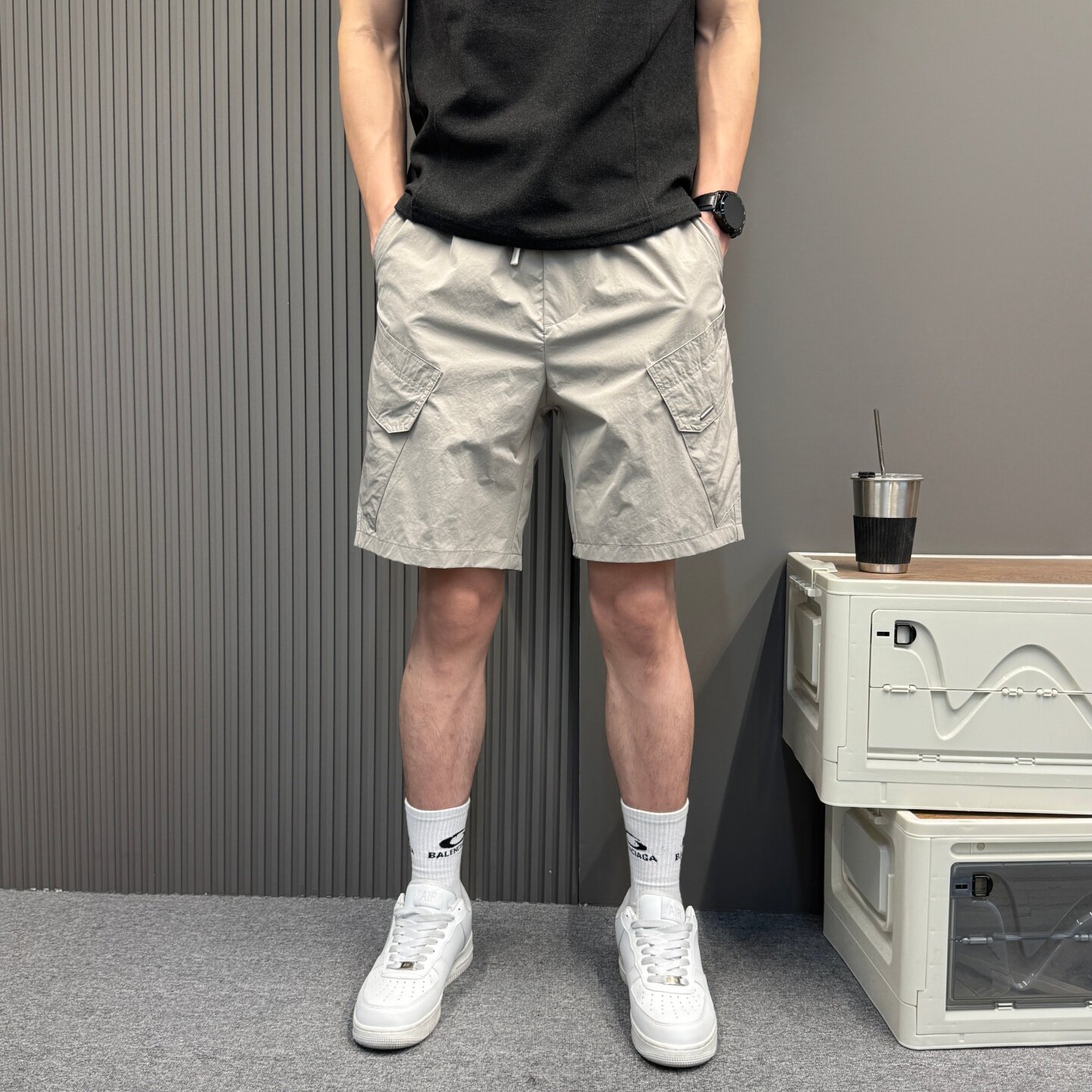 美式新款男士工装短裤夏季宽松休闲五分裤潮流多口袋户外速干裤子