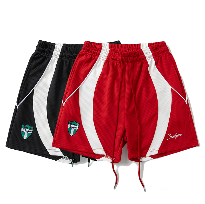 26SS新美式潮流拼接撞色速干短裤男夏宽松休闲四分篮球裤运动短裤