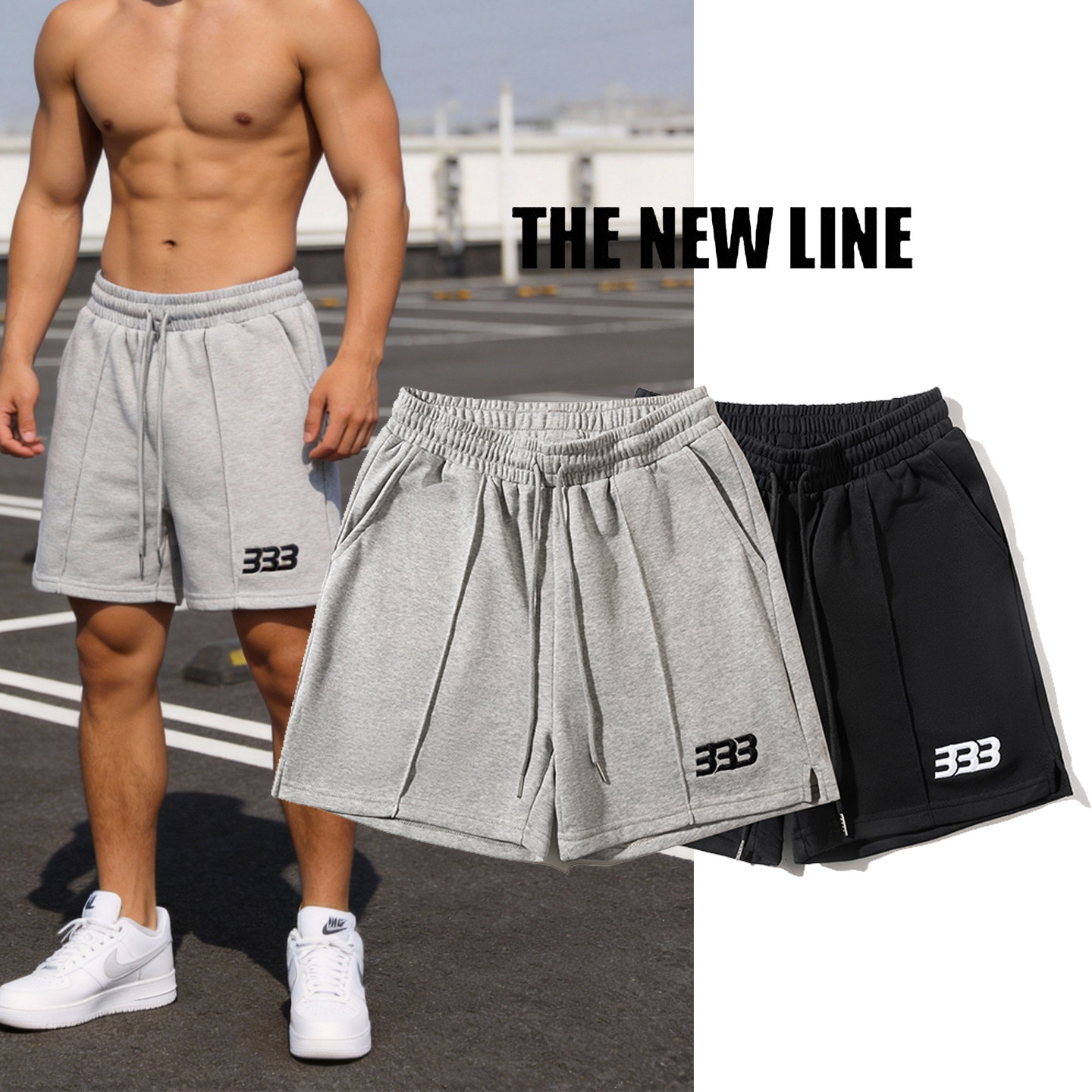 美式高街BBB刺绣短裤男夏季重磅纯棉宽松运动四分裤潮牌百搭短裤,男装,短裤,淘宝优惠券,粉丝福利购,淘宝优惠卷