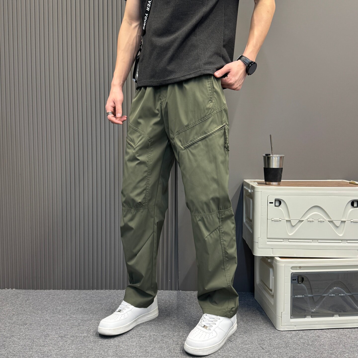 美式冲锋工装裤男士夏季薄款2026新款男裤宽松潮流直筒休闲长裤子