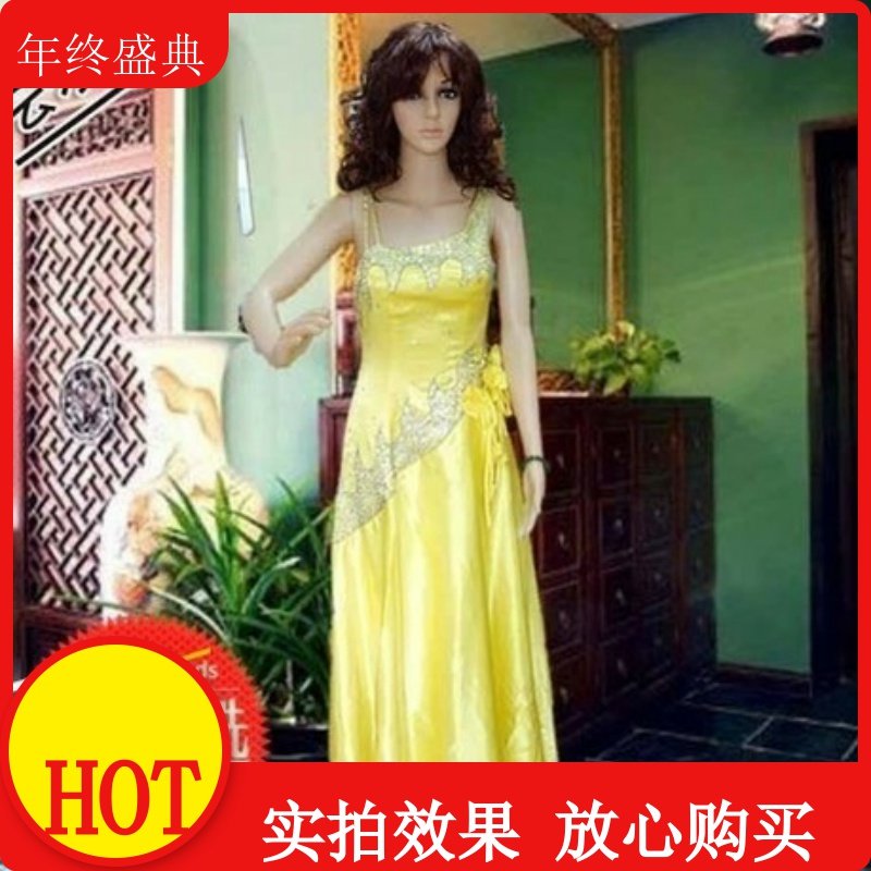 [芸水吟]改良黄吊带绣花双亮片锦缎单肩大摆婚纱礼服新款结婚宫廷|ruв категории Женская одежда, Cвадебные платья, свадебное платье - от Buy2taobao.com для оказания профессиональной услуги покупки агента Taobao