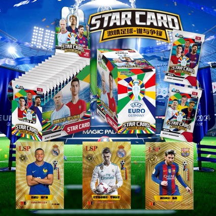 欧洲杯足球球星卡片C罗梅西姆巴佩明星卡球迷玩具盲盒收藏卡片包