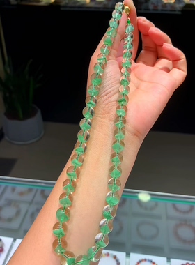 韦雪同款翠幽灵水晶项链毕业级天然水晶8.5mm-11.5mm翠幽灵项链