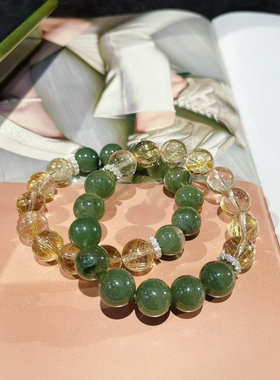 天然绿幽灵发晶水晶手链招财转运水晶手串招财转运男女款手串