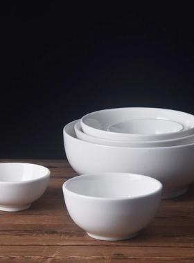 小白碗纯白色加厚米饭碗商用餐厅碗饭店罗汉碗小碗中式家用陶瓷碗