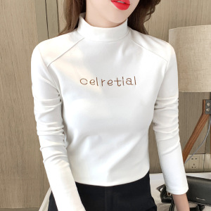 德绒打底衫女秋冬2023新款半高领韩版衣服女时尚内搭修身长袖T恤