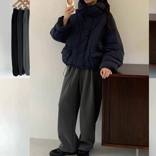 韩国东大门egg2025秋冬新款时尚百搭松紧腰显瘦直筒裤休闲卫裤