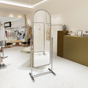 店穿衣镜 轻奢全身镜女装 服装 店试衣镜简约现代不锈钢落地镜立式
