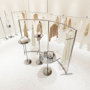 女装 店挂衣架高档陈列架 店展示架不锈钢拉丝落地组合中岛架服装