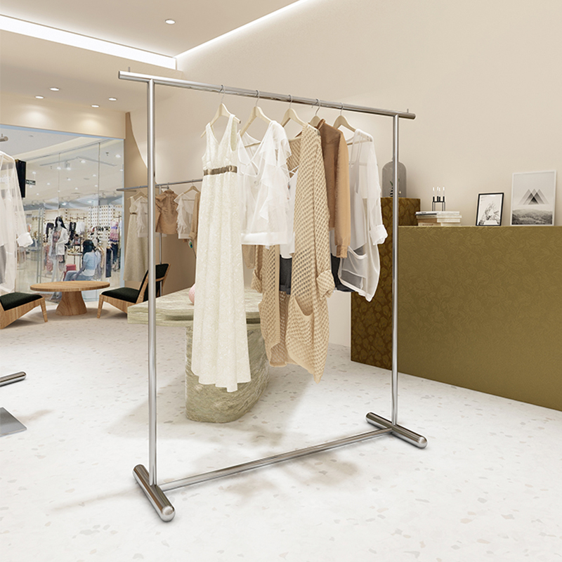 服装店挂衣架不锈钢落地式女装店货架展示架中岛侧挂网红陈列架