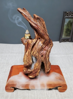 海南降真香天然倒流香沉水山水摆件意境大叶黄金甲夹层收藏赠底座