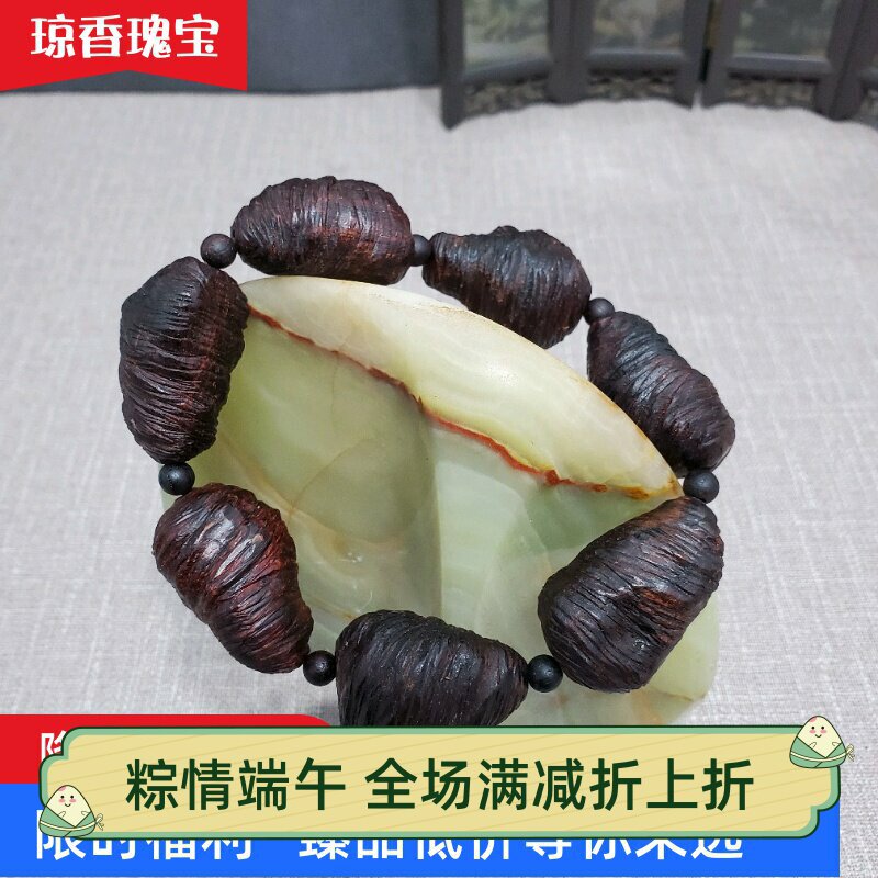 降真香沉水老料留疤型大尺寸手工随行手串满油佩戴大气收藏重60克