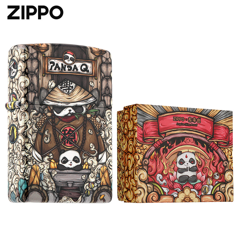 zippo正版打火机 东来也联名款PandaQ浪zppo正品防风火机男士送礼