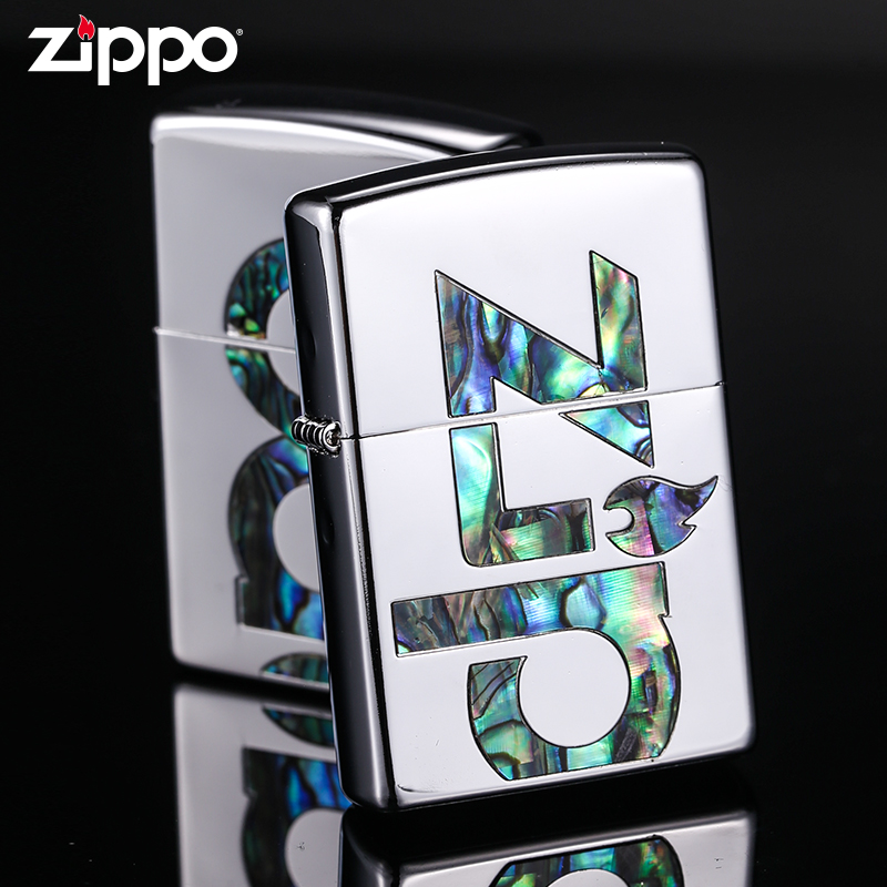 ZIPPO芝宝正版美国打火机防风煤油火机日韩版潮牌彩贝镶嵌送男友