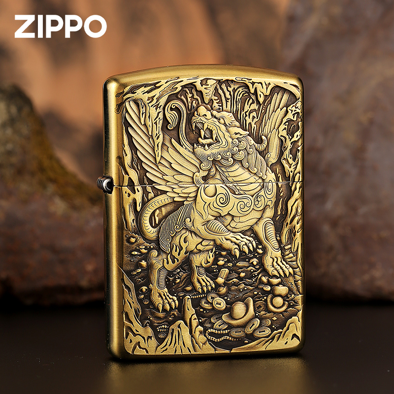 zippo正版打火机鬼王金色送礼