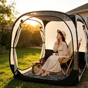 户外露营保暖透明帐篷家人露台挡风小屋庭院绿植家养宠物晒太阳棚