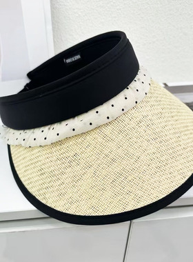 赫本风法式渔夫帽女春夏防晒波点纱布草帽防晒遮阳沙滩海边太阳帽