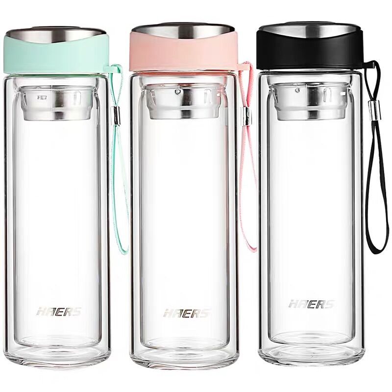 哈尔斯耐热车载带过滤双层玻璃杯