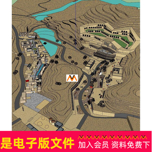 X335甘肃省青城空洞传统民居旅游古村落古镇新农村住宅房屋SU模型